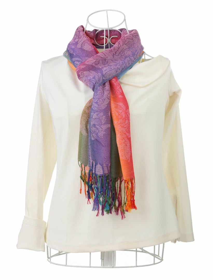 Allegra K Large Tassel Wrap Scarf Wrap Multi-Color Floral Print Gradient Color Scarf For Women 15 Allegra K Large Tassel Wrap Scarf Wrap Multi-Color Floral Print Gradient Color Scarf For Women