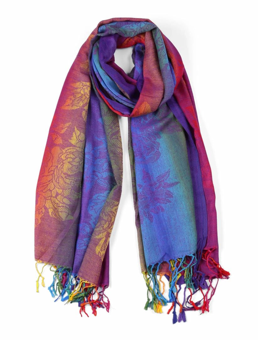 Allegra K Large Tassel Wrap Scarf Wrap Multi-Color Floral Print Gradient Color Scarf For Women 10 Allegra K Large Tassel Wrap Scarf Wrap Multi-Color Floral Print Gradient Color Scarf For Women