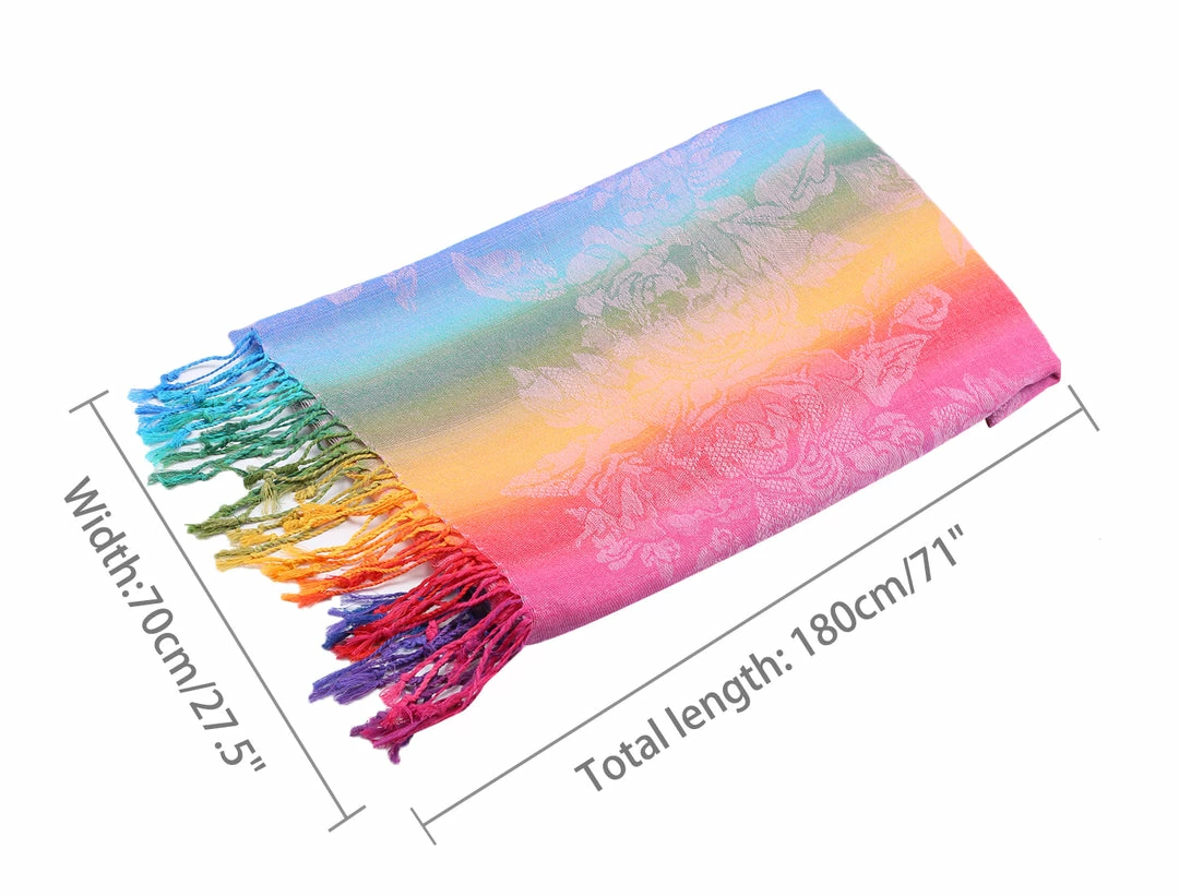Allegra K Large Tassel Wrap Scarf Wrap Multi-Color Floral Print Gradient Color Scarf For Women 8 Allegra K Large Tassel Wrap Scarf Wrap Multi-Color Floral Print Gradient Color Scarf For Women