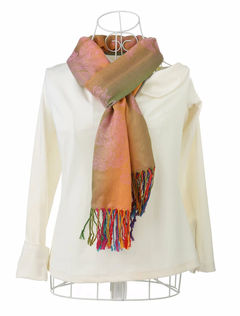 Allegra K Large Tassel Wrap Scarf Wrap Multi-Color Floral Print Gradient Color Scarf For Women 9 Allegra K Large Tassel Wrap Scarf Wrap Multi-Color Floral Print Gradient Color Scarf For Women