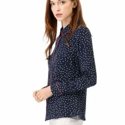 Allegra K Long Sleeve Button Down Polka Dot Shirt