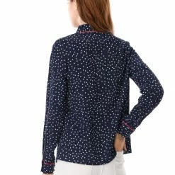 Allegra K Long Sleeve Button Down Polka Dot Shirt