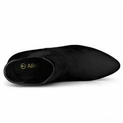 Allegra K Shoes Women's Pointed Toe Low Stiletto Heel Ankle Chelsea Boots