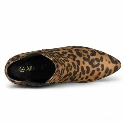 Allegra K Shoes Women's Pointed Toe Low Stiletto Heel Ankle Chelsea Boots