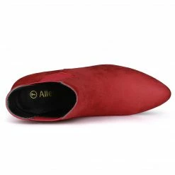 Allegra K Shoes Women's Pointed Toe Low Stiletto Heel Ankle Chelsea Boots