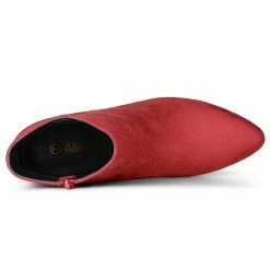 Allegra K Women's Pointed Toe Zip Stiletto Kitten Heel Ankle Booties Shoes