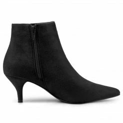 Allegra K Women's Pointed Toe Zip Stiletto Kitten Heel Ankle Booties Shoes