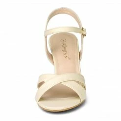 Allegra K Shoes Women's Cross Straps Kitten Heel Ankle Strap Sandals