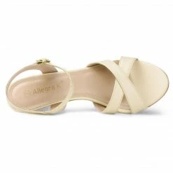 Allegra K Shoes Women's Cross Straps Kitten Heel Ankle Strap Sandals