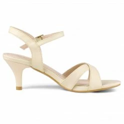 Allegra K Shoes Women's Cross Straps Kitten Heel Ankle Strap Sandals