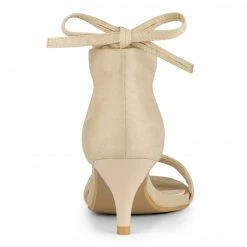 Allegra K Women's Women Open Toe Kitten Heel Lace Up Dress Sandals