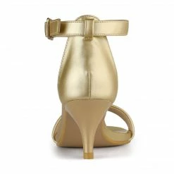 Allegra K TR98227C-1 Women Open Toe Kitten Heeled Ankle Strap Sandals Shoes