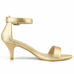 Allegra K TR98227C-1 Women Open Toe Kitten Heeled Ankle Strap Sandals Shoes