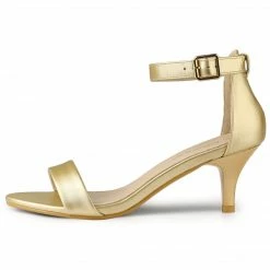 Allegra K TR98227C-1 Women Open Toe Kitten Heeled Ankle Strap Sandals Shoes