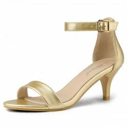 Allegra K TR98227C-1 Women Open Toe Kitten Heeled Ankle Strap Sandals Shoes