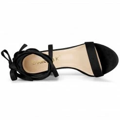 Allegra K Shoes Women's Open Toe Lace Up Chunky High Heels Sandals