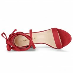 Allegra K Shoes Women's Open Toe Lace Up Chunky High Heels Sandals