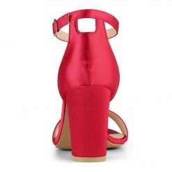 Allegra K Shoes Women's Satin Open Toe Ankle Strap Chunky Heels Sandals 15 Allegra K Shoes Women's Satin Open Toe Ankle Strap Chunky Heels Sandals