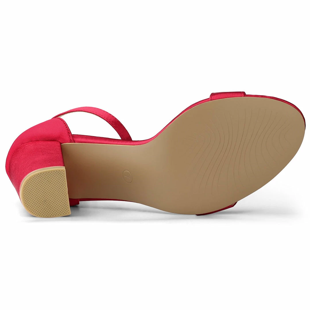 Allegra K Shoes Women's Satin Open Toe Ankle Strap Chunky Heels Sandals 10 Allegra K Shoes Women's Satin Open Toe Ankle Strap Chunky Heels Sandals