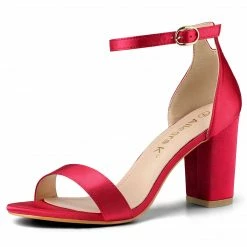 Allegra K Shoes Women's Satin Open Toe Ankle Strap Chunky Heels Sandals 12 Allegra K Shoes Women's Satin Open Toe Ankle Strap Chunky Heels Sandals