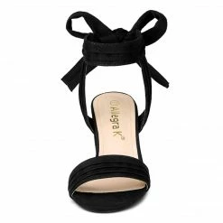 Allegra K Women's Open Toe Ankle Tie Back Block Heel Sandals Shoes 75 Allegra K Women's Open Toe Ankle Tie Back Block Heel Sandals Shoes