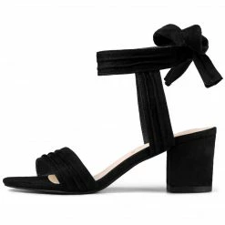 Allegra K Women's Open Toe Ankle Tie Back Block Heel Sandals Shoes 80 Allegra K Women's Open Toe Ankle Tie Back Block Heel Sandals Shoes