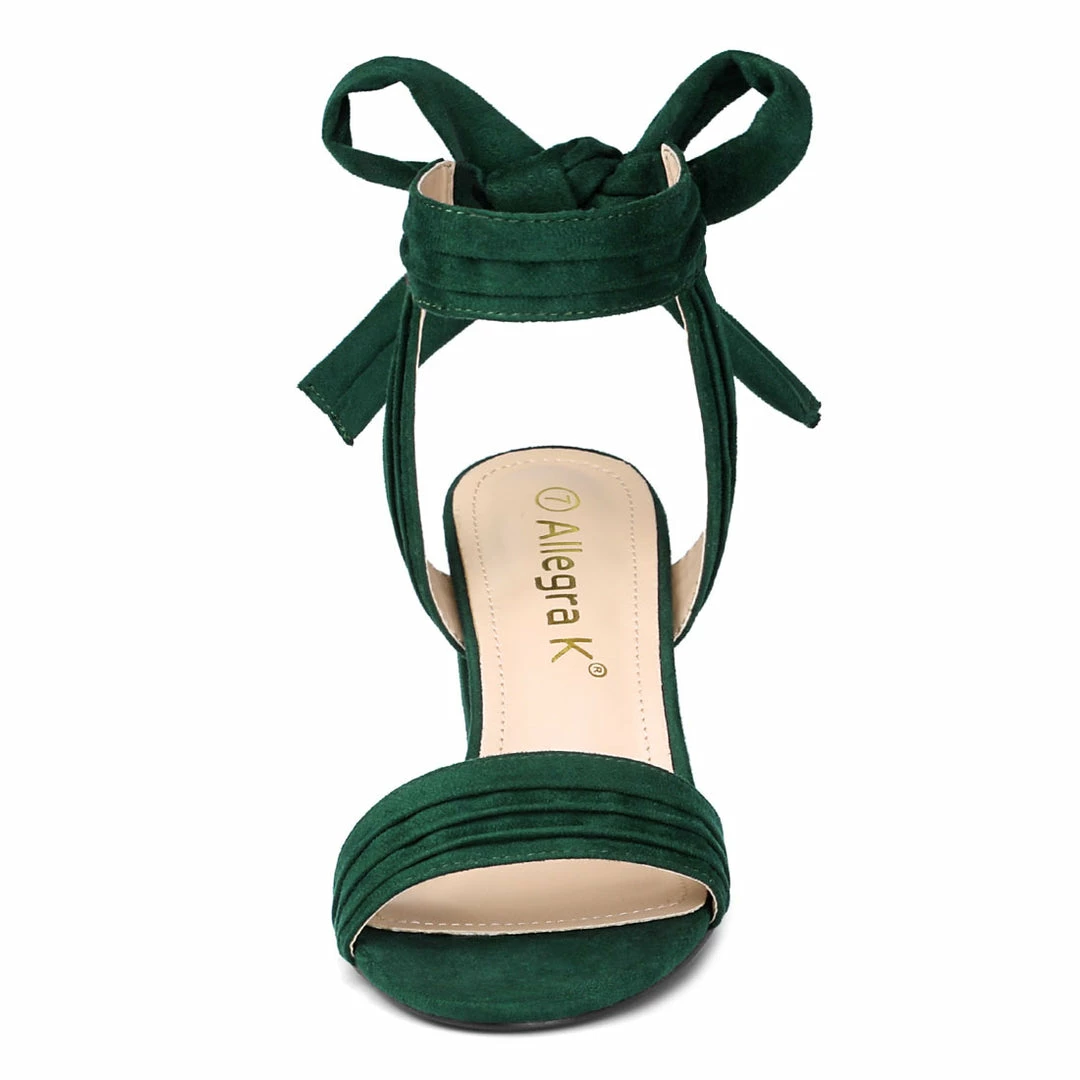 Allegra K Women's Open Toe Ankle Tie Back Block Heel Sandals Shoes 11 Allegra K Women's Open Toe Ankle Tie Back Block Heel Sandals Shoes