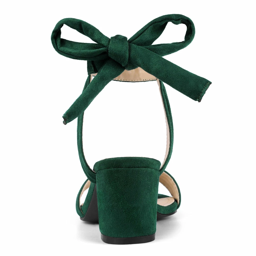 Allegra K Women's Open Toe Ankle Tie Back Block Heel Sandals Shoes 12 Allegra K Women's Open Toe Ankle Tie Back Block Heel Sandals Shoes