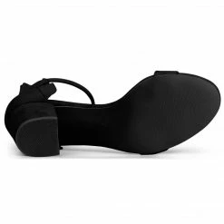 Allegra K Women's Ruffle Ankle Strap Block Heel Sandals Shoes