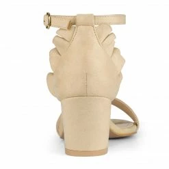 Allegra K Women's Ruffle Ankle Strap Block Heel Sandals Shoes