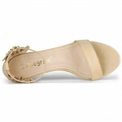 Allegra K Women's Ruffle Ankle Strap Block Heel Sandals Shoes