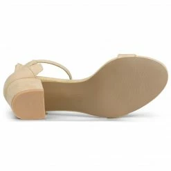 Allegra K Women's Ruffle Ankle Strap Block Heel Sandals Shoes