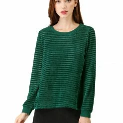Allegra K Velvet Texture Knit Top