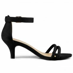 Allegra K Women's Kitten Heel Ankle Strap Sandals Shoes