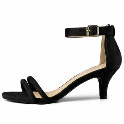 Allegra K Women's Kitten Heel Ankle Strap Sandals Shoes