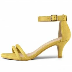 Allegra K Women's Kitten Heel Ankle Strap Sandals Shoes