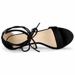 Allegra K Women's Kitten Heel Lace Up Open Toe Sandals