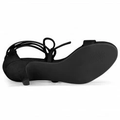 Allegra K Women's Kitten Heel Lace Up Open Toe Sandals