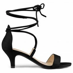 Allegra K Women's Kitten Heel Lace Up Open Toe Sandals