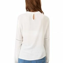 Allegra K Women's Embroidery Floral Peasant Blouse Crew Neck Boho Shirts Tops