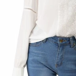 Allegra K Women's Embroidery Floral Peasant Blouse Crew Neck Boho Shirts Tops