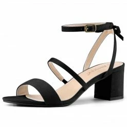 Allegra K Women's Slingback Bow Ankle Strap Block Heels Sandals
