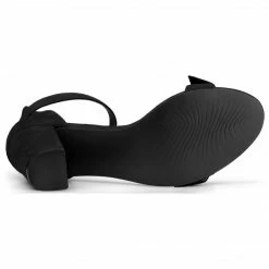 Allegra K Women's Bow Chunky Heel Ankle Strap Open Toe Sandals