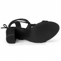 Allegra K Shoes Women's Lace Up Block Heel Cutout Gladiator Sandals