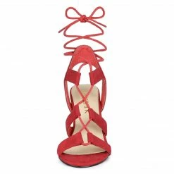 Allegra K Shoes Women's Lace Up Block Heel Cutout Gladiator Sandals