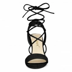 Allegra K Shoes Women's Slingback Lace Up Block Heels Sandals