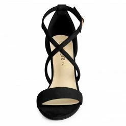 Allegra K Shoes Women's Crisscross Ankle Strap Block Heels Sandals