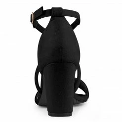 Allegra K Shoes Women's Crisscross Ankle Strap Block Heels Sandals