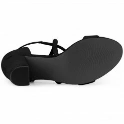 Allegra K Shoes Women's Crisscross Ankle Strap Block Heels Sandals