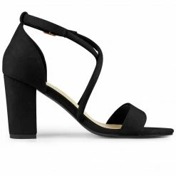 Allegra K Shoes Women's Crisscross Ankle Strap Block Heels Sandals